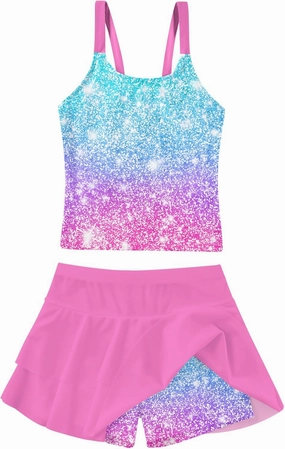 ALISISTER Girls Tankini Swimsuit Two Piece Bathing Suits Summer Beach Swimwear with Shorts for 7-12 Years