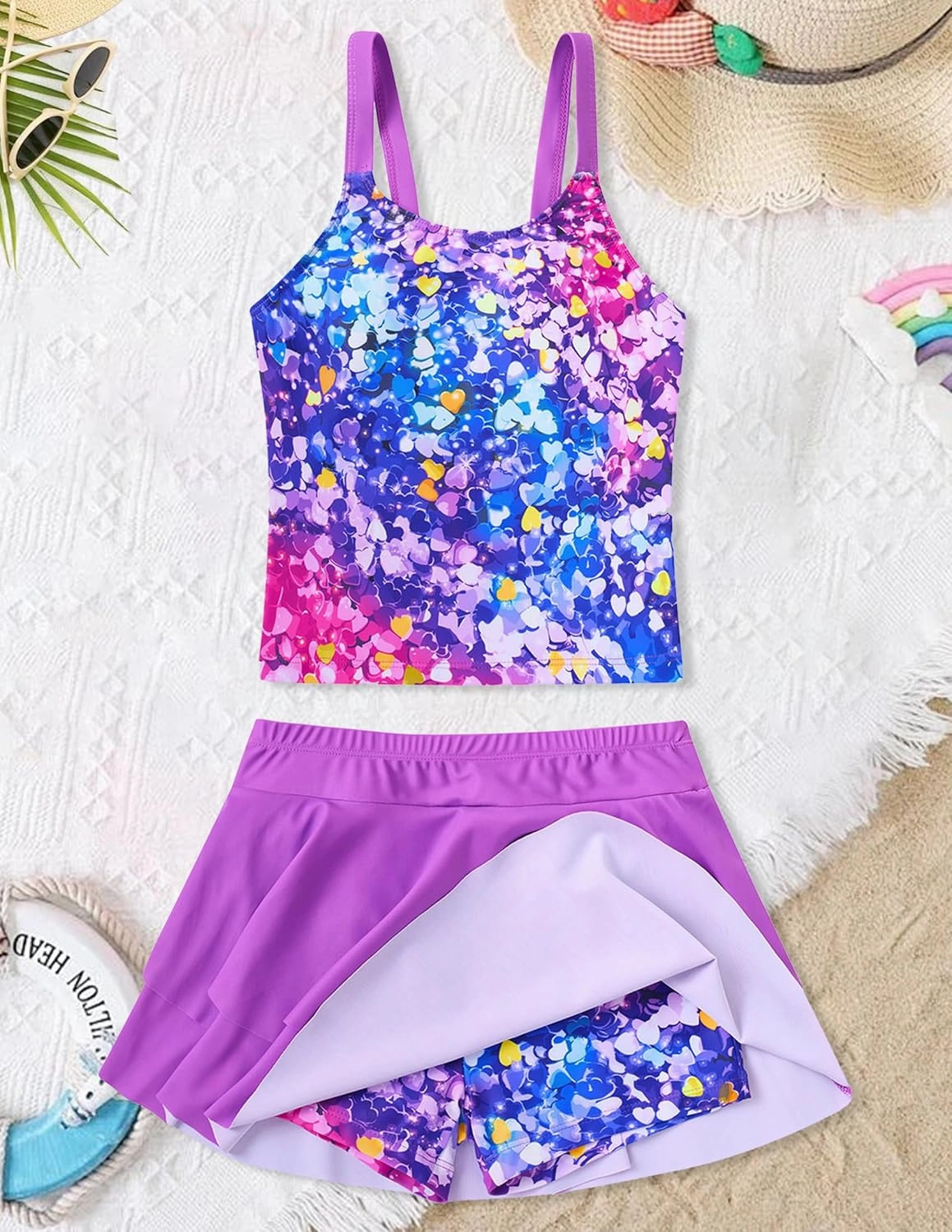 ALISISTER Girls Tankini Swimsuit Two Piece Bathing Suits Summer Beach Swimwear with Shorts for 7-12 Years