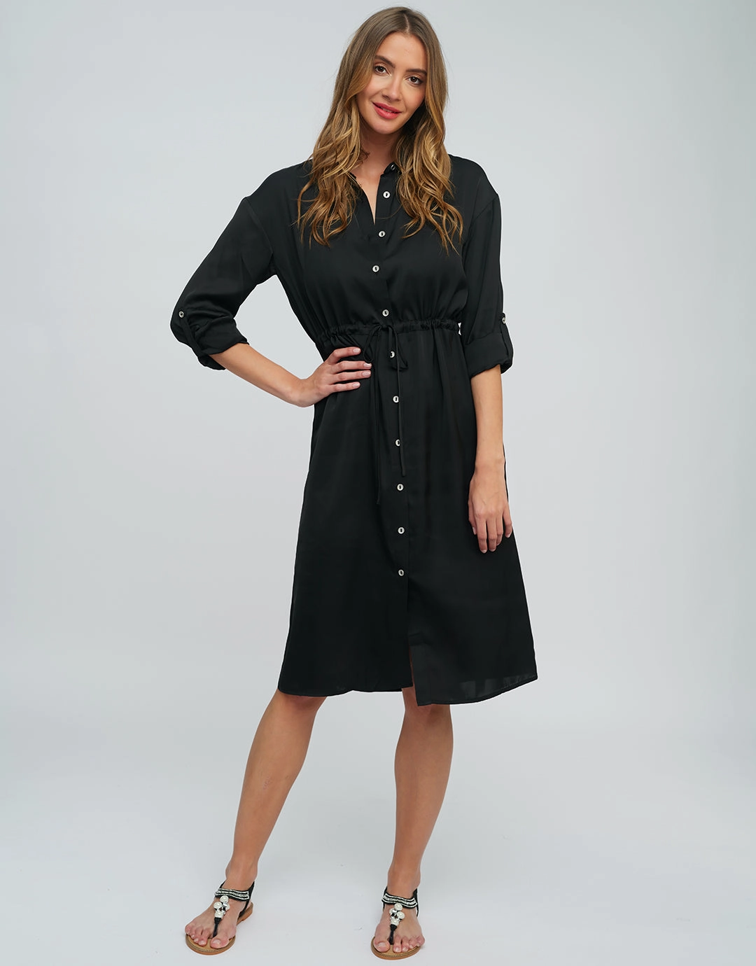 Alora Shirt Dress - Black