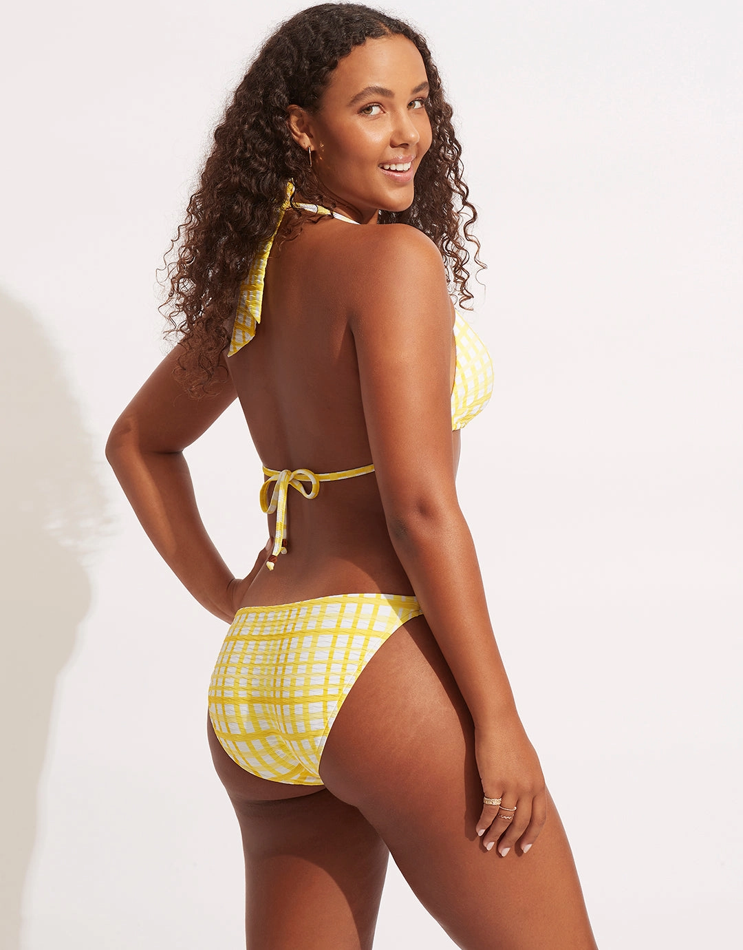 Amalfi Check Trim Hipster Bikini Pant - Lime Light