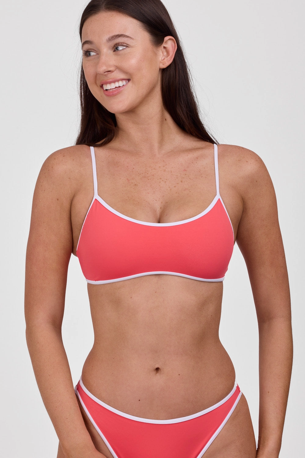 Amanda Bikini Top - Coral Reef & White
