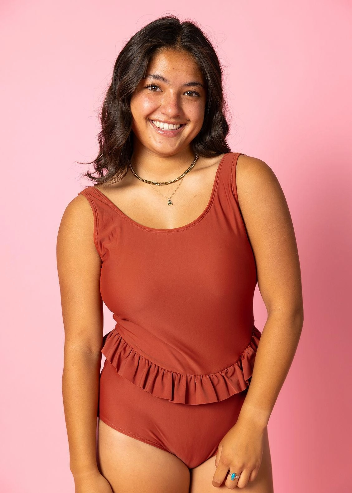 Amber Brown | Skirted One-Piece