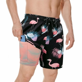 American Trends Men's Swim Trunks Board Shorts Quick Dry Mens Swimming Trunks with Compression Liner
