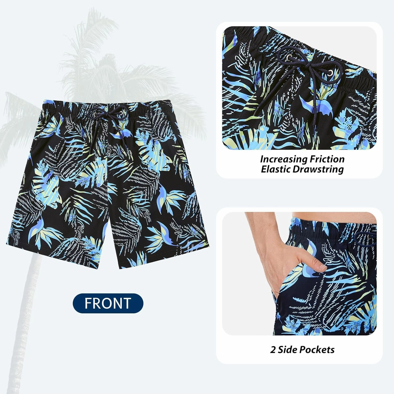 American Trends Mens Swim Trunks with Compression Liner Board Shorts for Men Quick Dry Swimsuits Bathing Suit Swimwear M-XXL