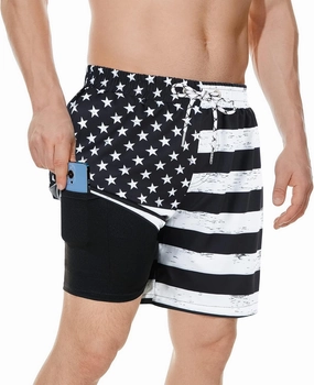 American Trends Mens Swim Trunks with Compression Liner Board Shorts for Men Quick Dry Swimsuits Bathing Suit Swimwear M-XXL