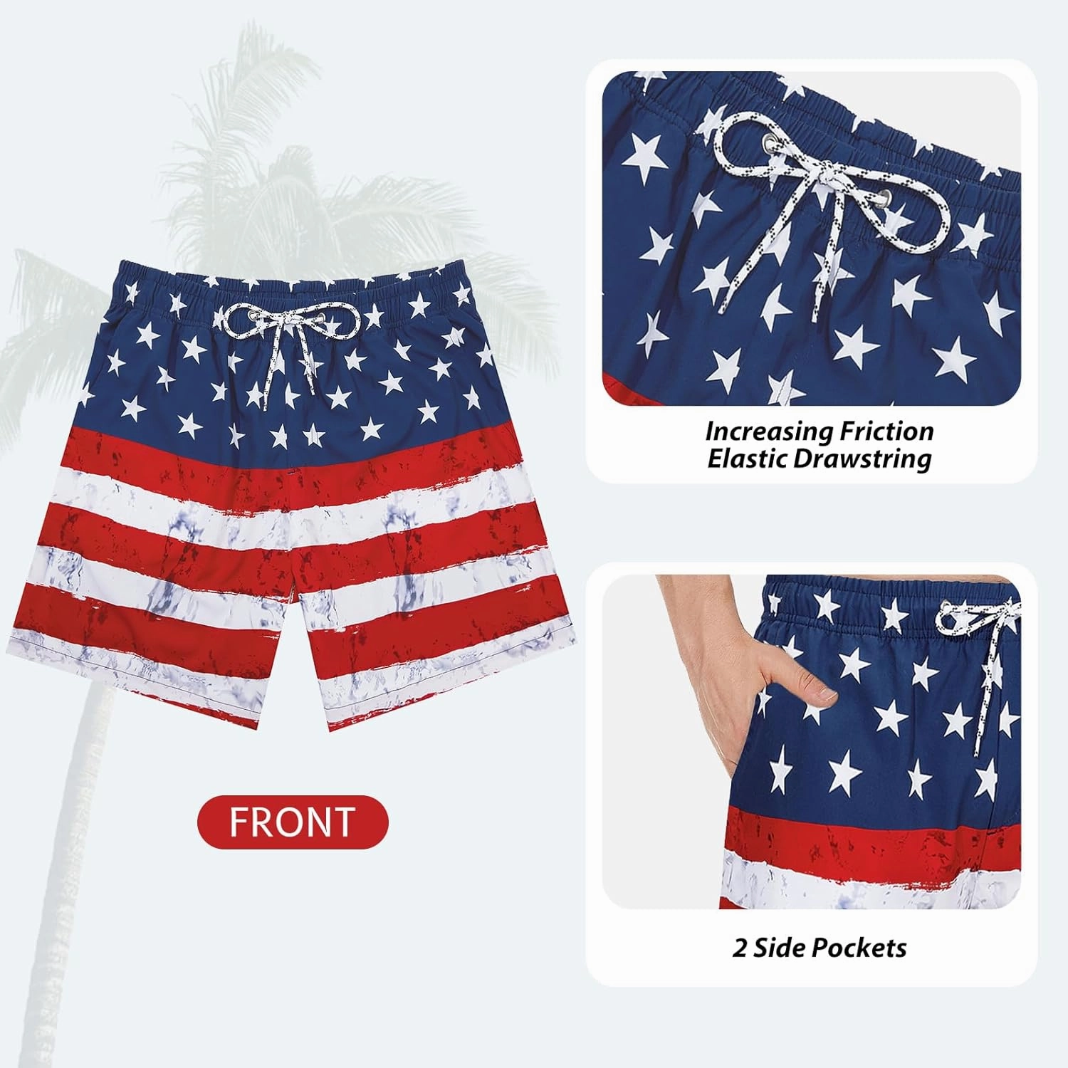 American Trends Mens Swim Trunks with Compression Liner Board Shorts for Men Quick Dry Swimsuits Bathing Suit Swimwear M-XXL