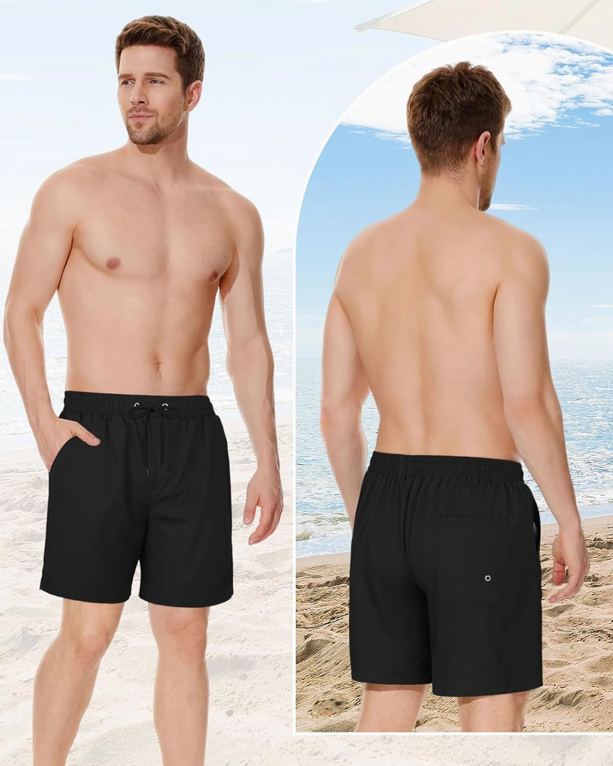 American Trends Mens Swim Trunks with Compression Liner Board Shorts for Men Quick Dry Swimsuits Bathing Suit Swimwear M-XXL