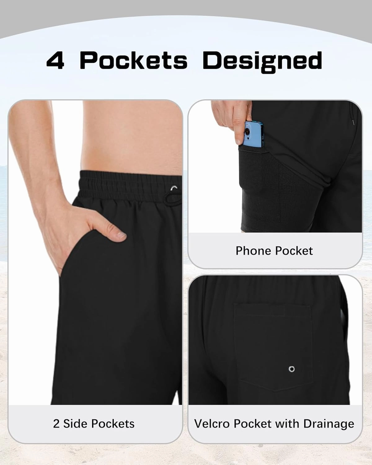 American Trends Mens Swim Trunks with Compression Liner Board Shorts for Men Quick Dry Swimsuits Bathing Suit Swimwear M-XXL