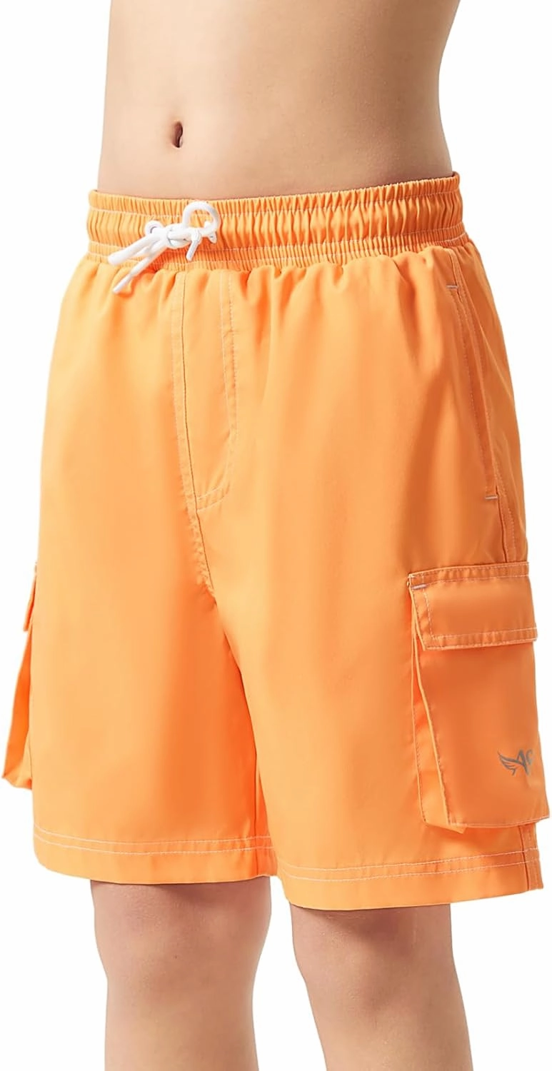 Angel season Boys Swim Trunks Drawstring Quick Dry Beach Board Shorts Mesh Lining Lightweight Seaside Bathing Suit 7-14