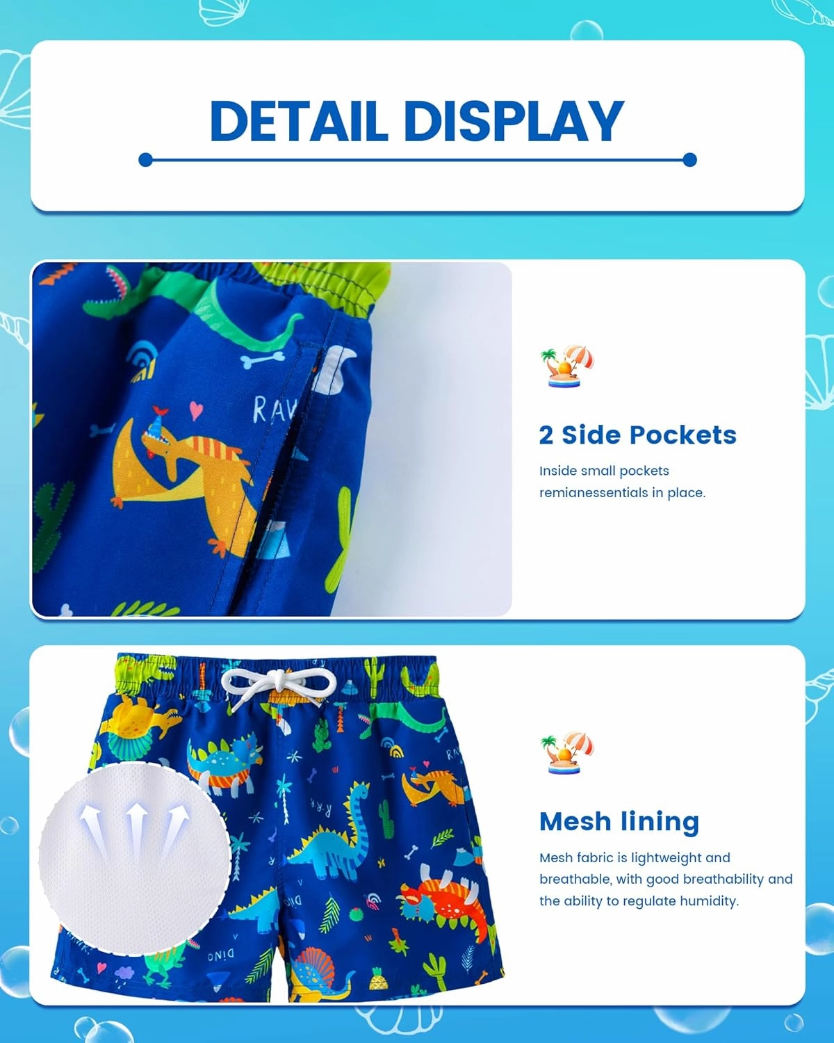 Angel season Boys Swim Trunks Toddler Kids Swimsuits for Boys Swimming Bathing Suits Quick Dry Kid Board Short Size 2-10