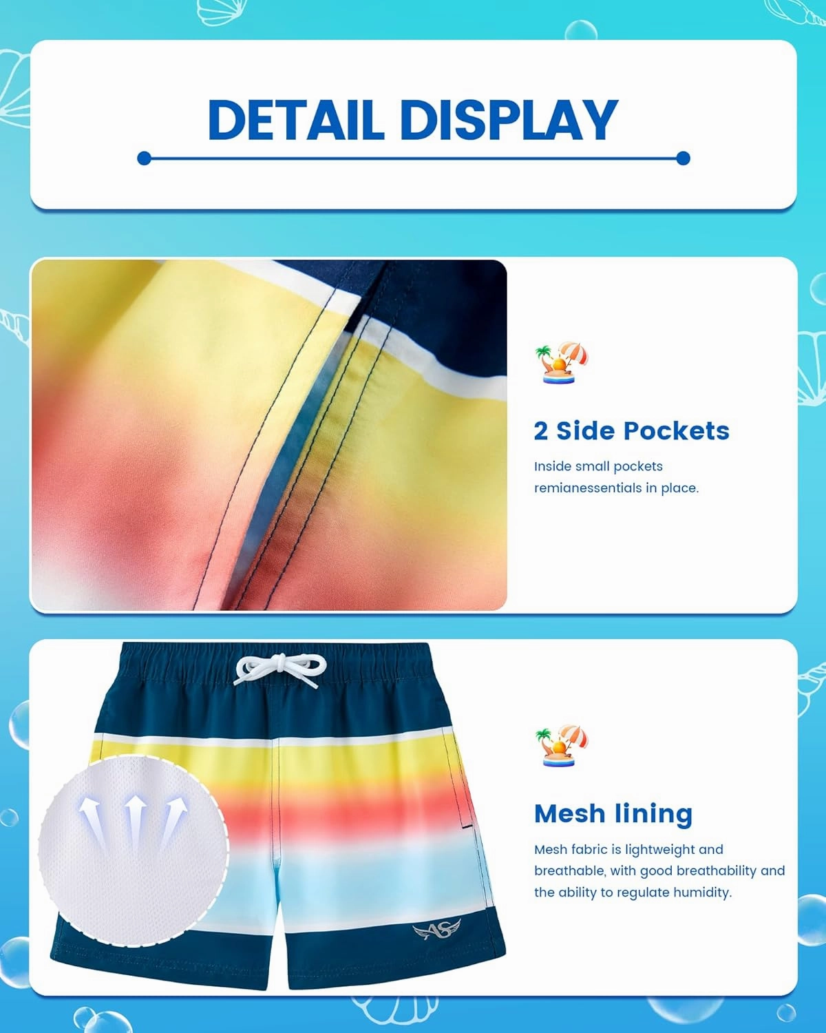 Angel season Boys Swim Trunks Toddler Kids Swimsuits for Boys Swimming Bathing Suits Quick Dry Kid Board Short Size 2-10