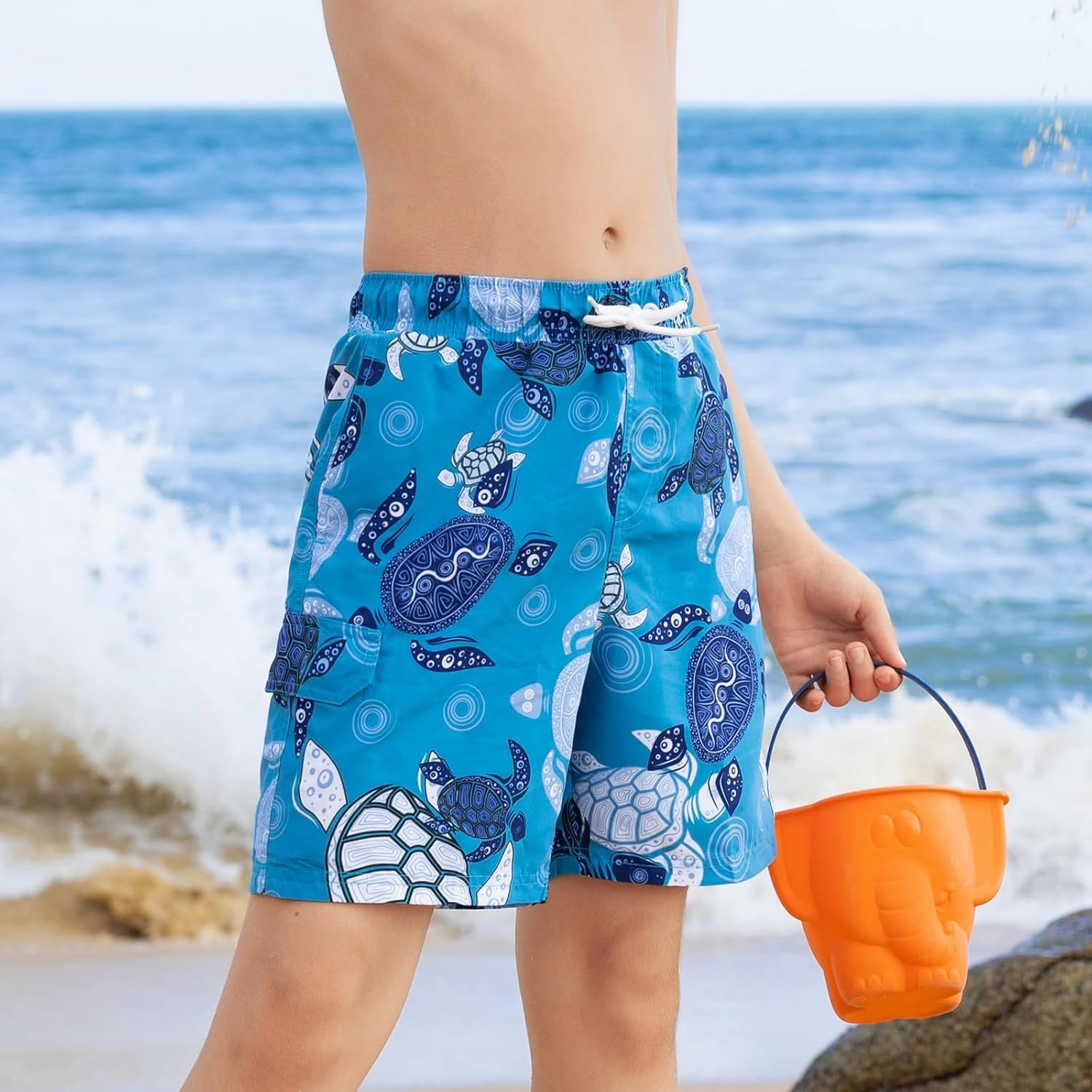 Angel season Boys Swim Trunks with UPF 50  Kids Board Shorts Quick Dry Youth Swimsuit Teen Boy Swimwear Sizes 7-14 Years