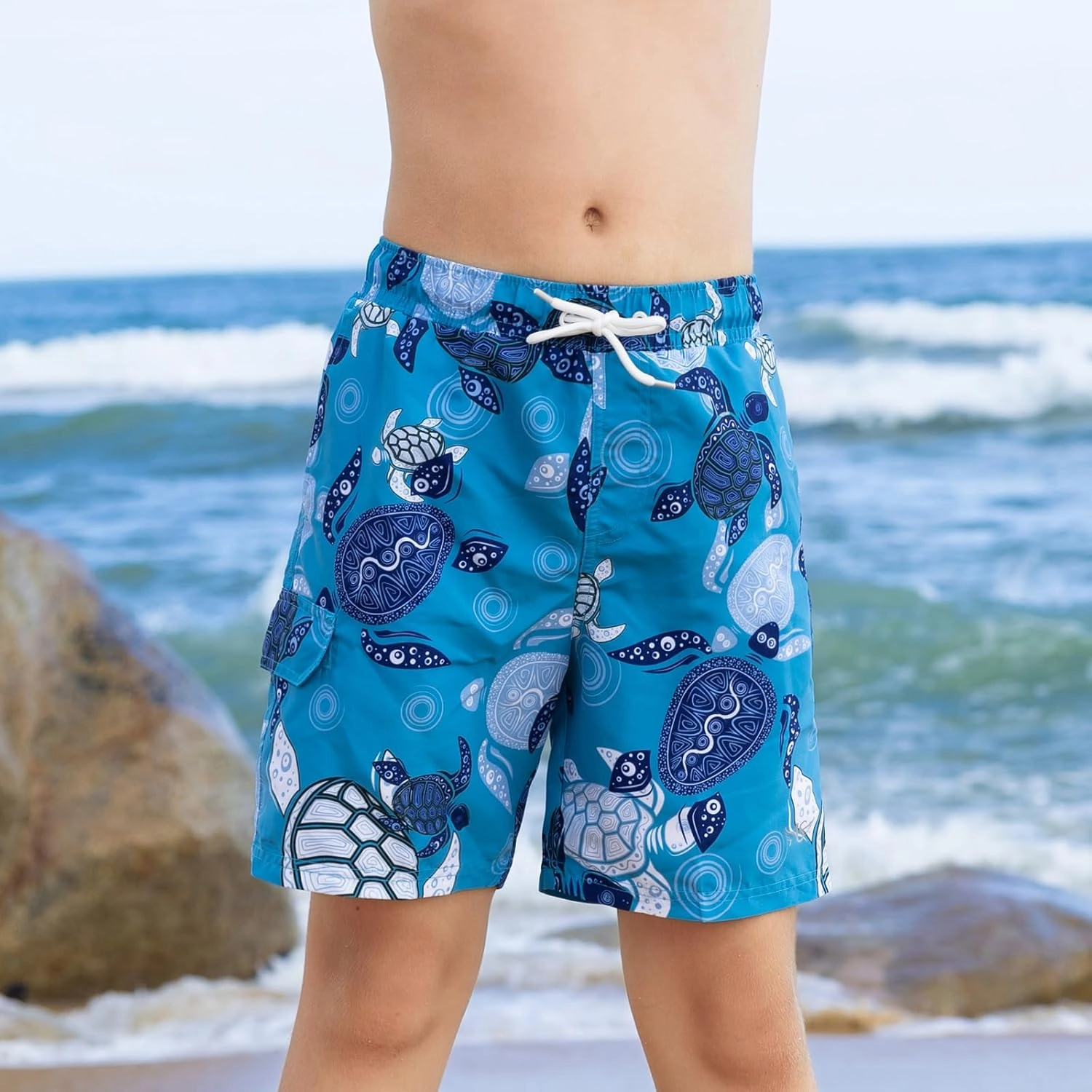 Angel season Boys Swim Trunks with UPF 50  Kids Board Shorts Quick Dry Youth Swimsuit Teen Boy Swimwear Sizes 7-14 Years