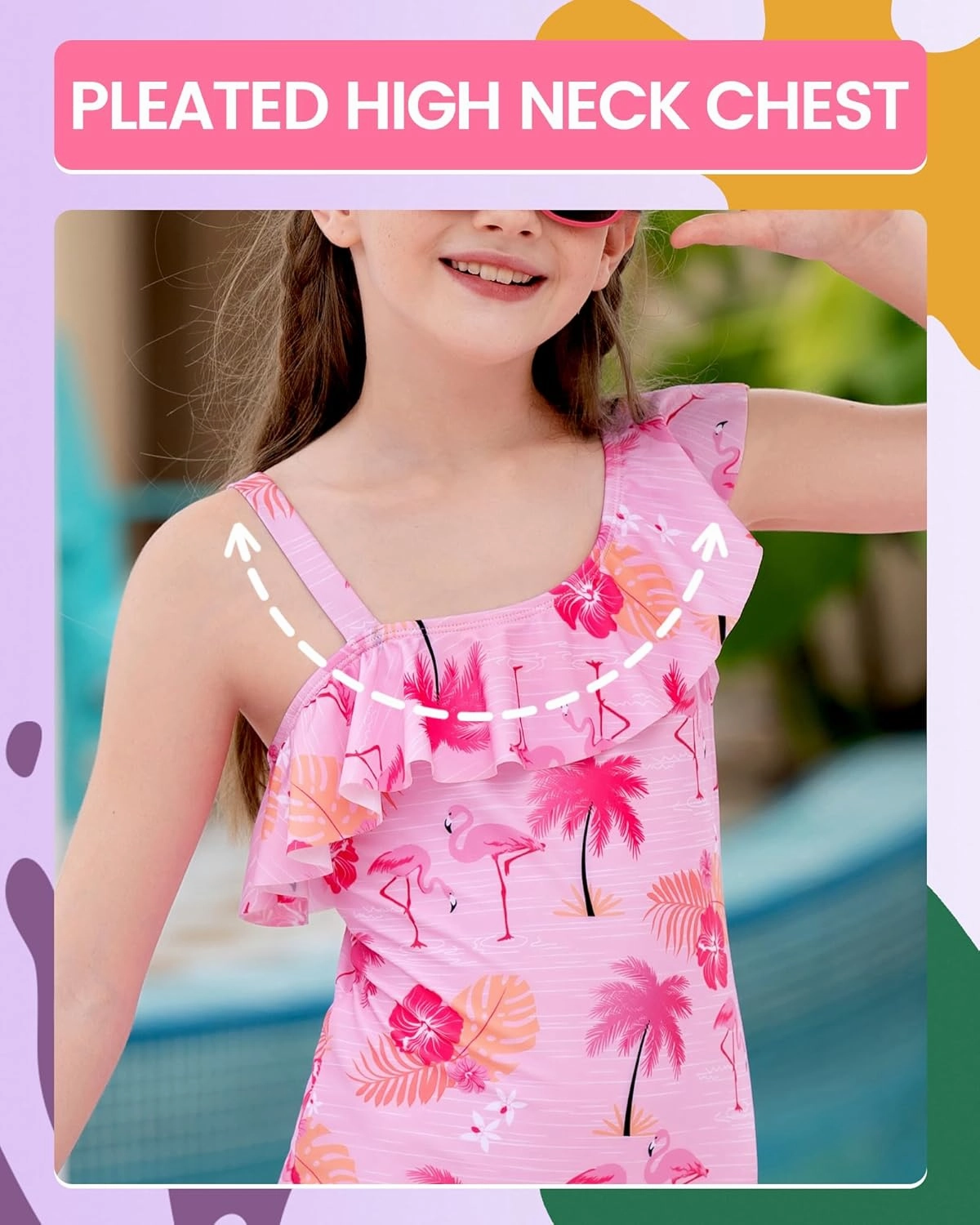 Angel season Girls One Piece Swimsuits Teens Bathing Suit Straps Kids Cute Swimwear with UPF 50  Daisy Halter Size 7-14