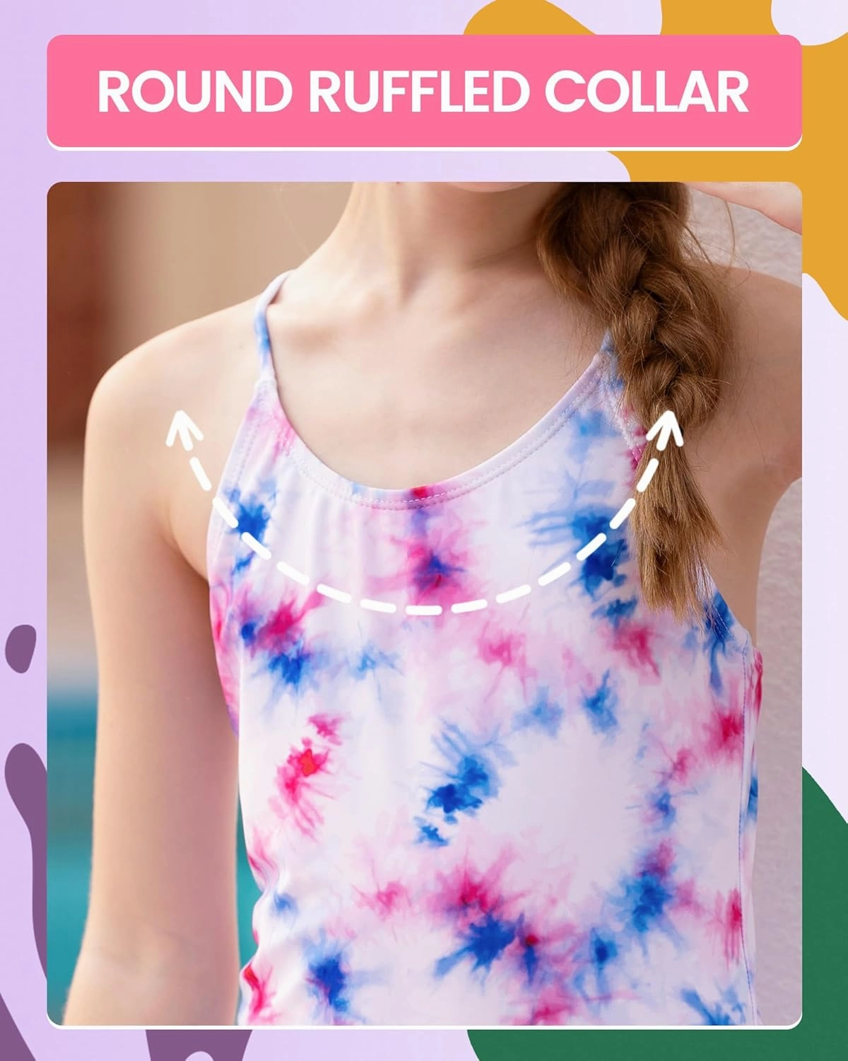 Angel season Girls One Piece Swimsuits Teens Bathing Suit Straps Kids Cute Swimwear with UPF 50  Daisy Halter Size 7-14
