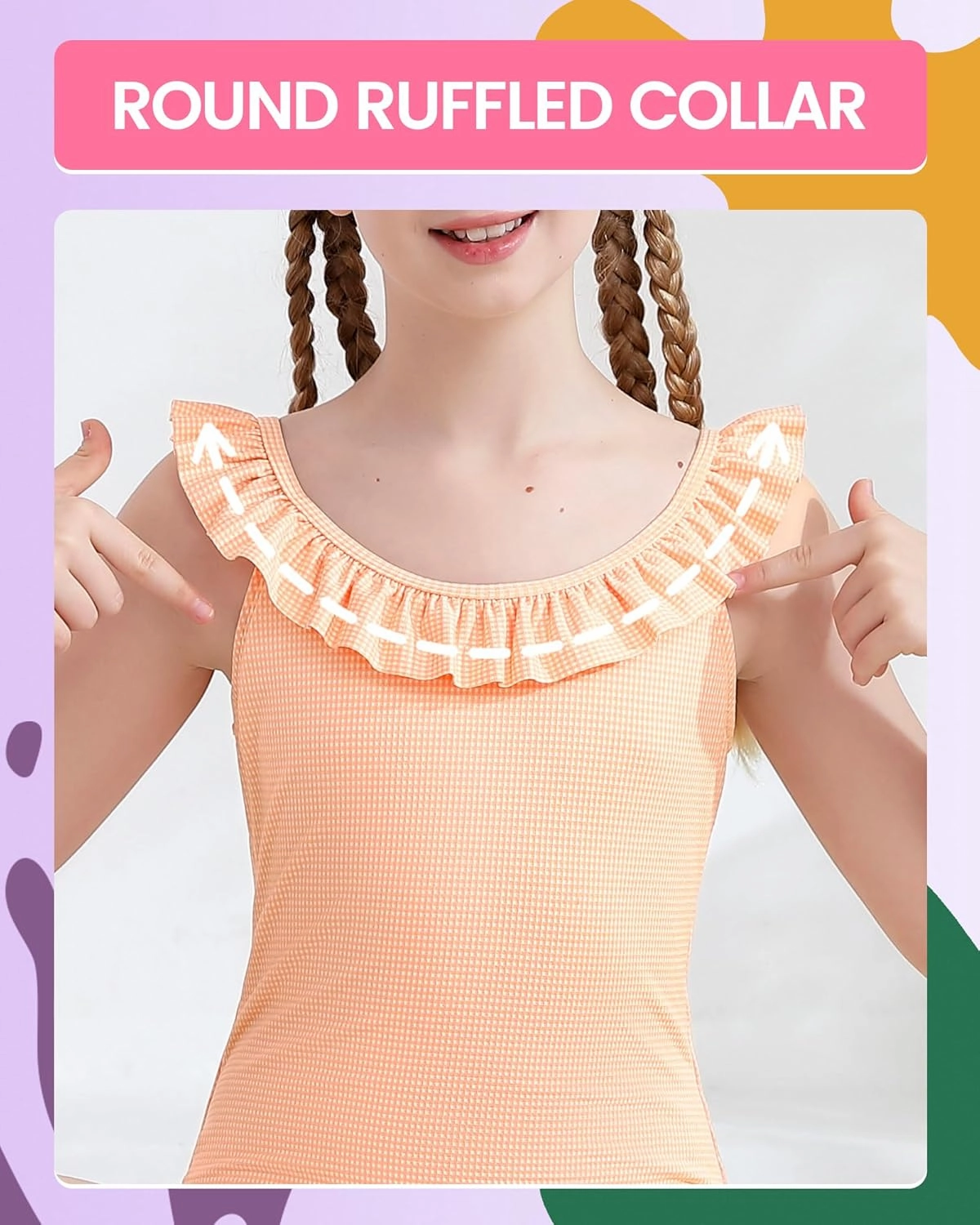 Angel season Girls One Piece Swimsuits Teens Bathing Suit Straps Kids Cute Swimwear with UPF 50  Daisy Halter Size 7-14