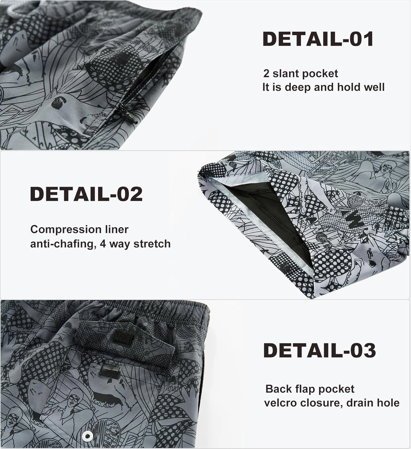 APTRO Men's Swim Trunks 2 in 1 Bathing Suit 5 Inch Beach Swimwear with Compression Liner