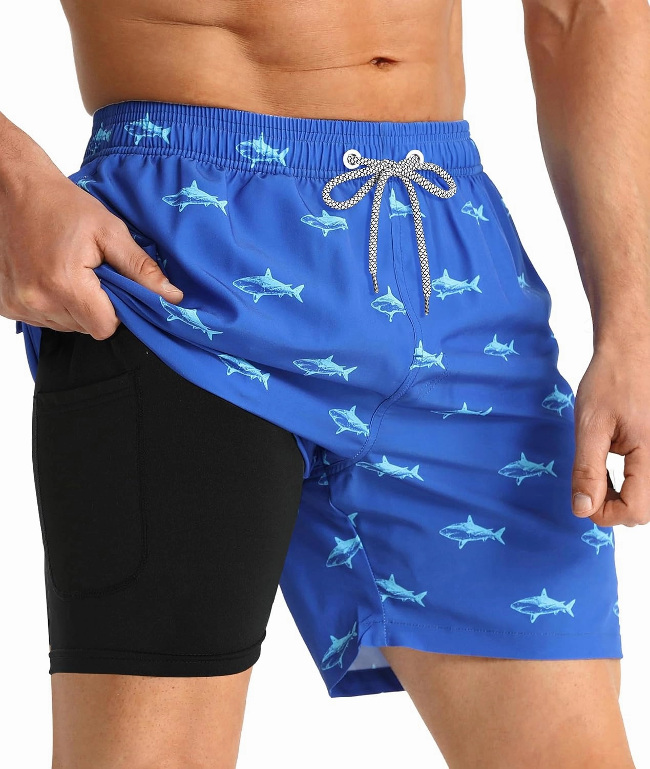 APTRO Men's Swim Trunks with Compression Liner 5 Inch Bathing Suit Beach Swimsuits