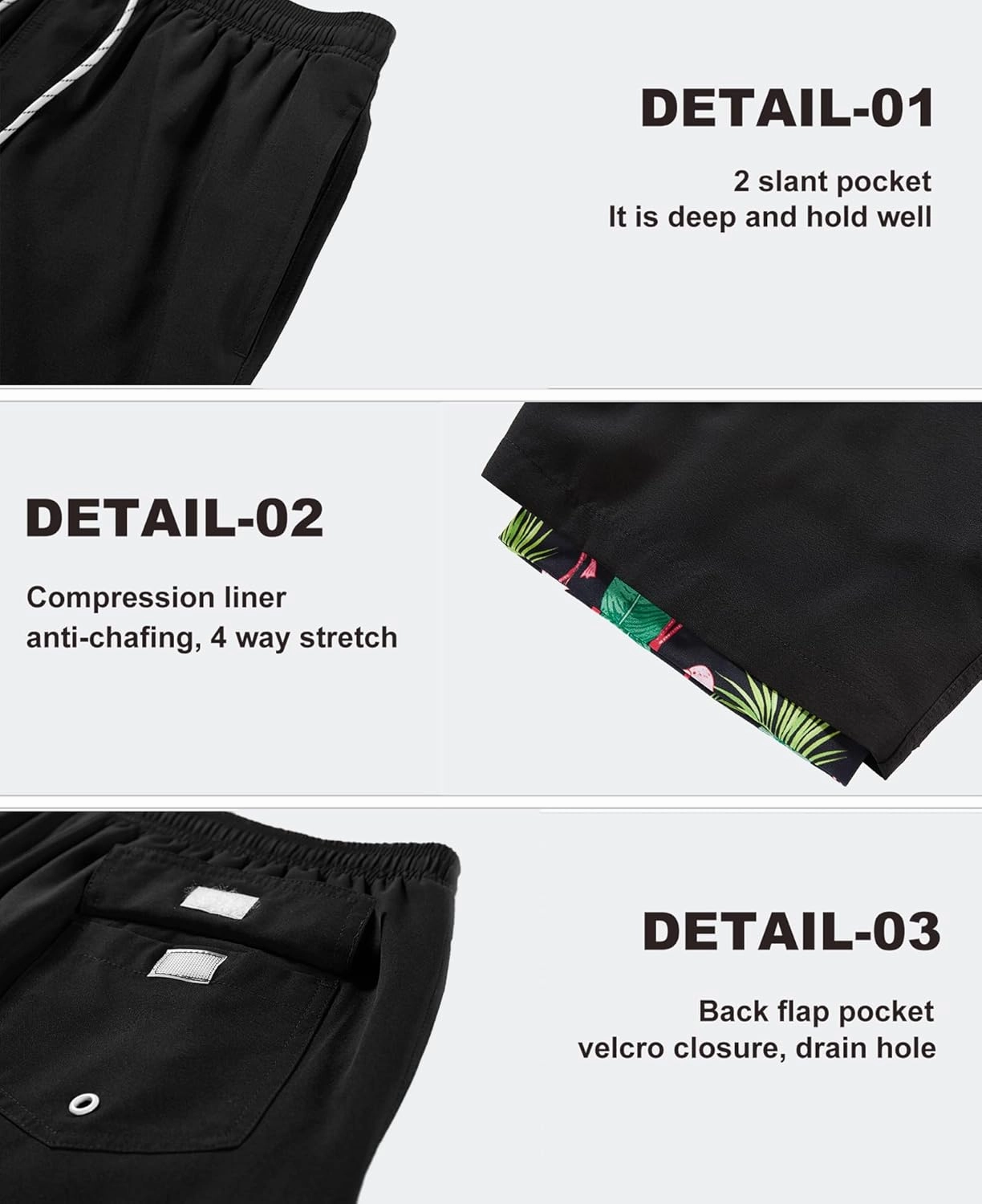 APTRO Men's Swim Trunks with Compression Liner 5 Inch Bathing Suit Beach Swimsuits