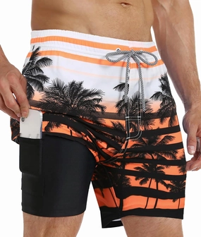 APTRO Men's Swim Trunks with Compression Liner 5 Inch Bathing Suit Beach Swimsuits