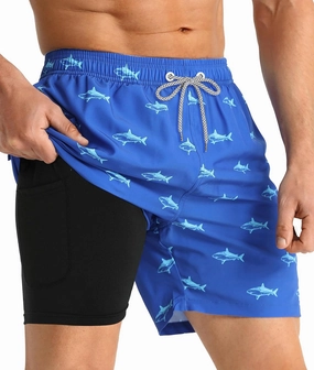 APTRO Men's Swim Trunks with Compression Liner 5 Inch Bathing Suit Beach Swimsuits