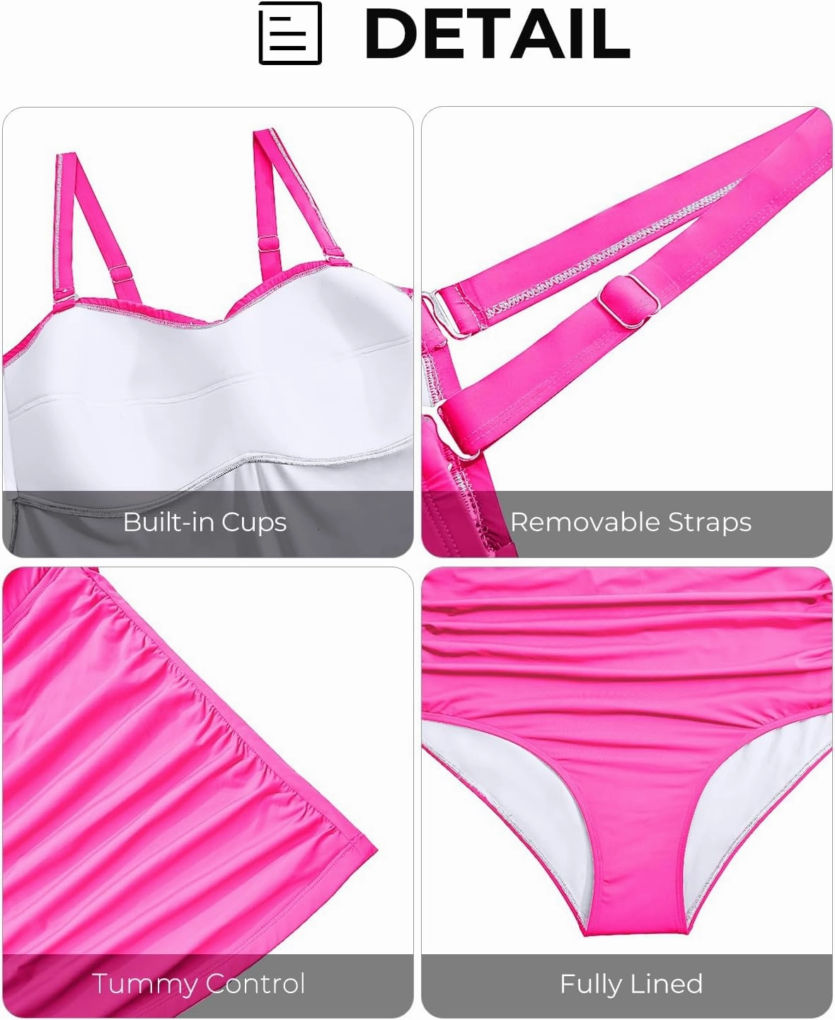 Aqua Eve Women Two Piece Plus Size Tankini Strapless Bathing Suits Bandeau Swimsuits with High Waisted Bottom