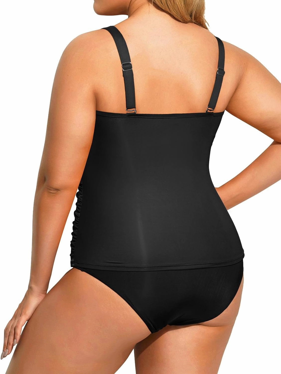Aqua Eve Women Two Piece Plus Size Tankini Strapless Bathing Suits Bandeau Swimsuits with High Waisted Bottom