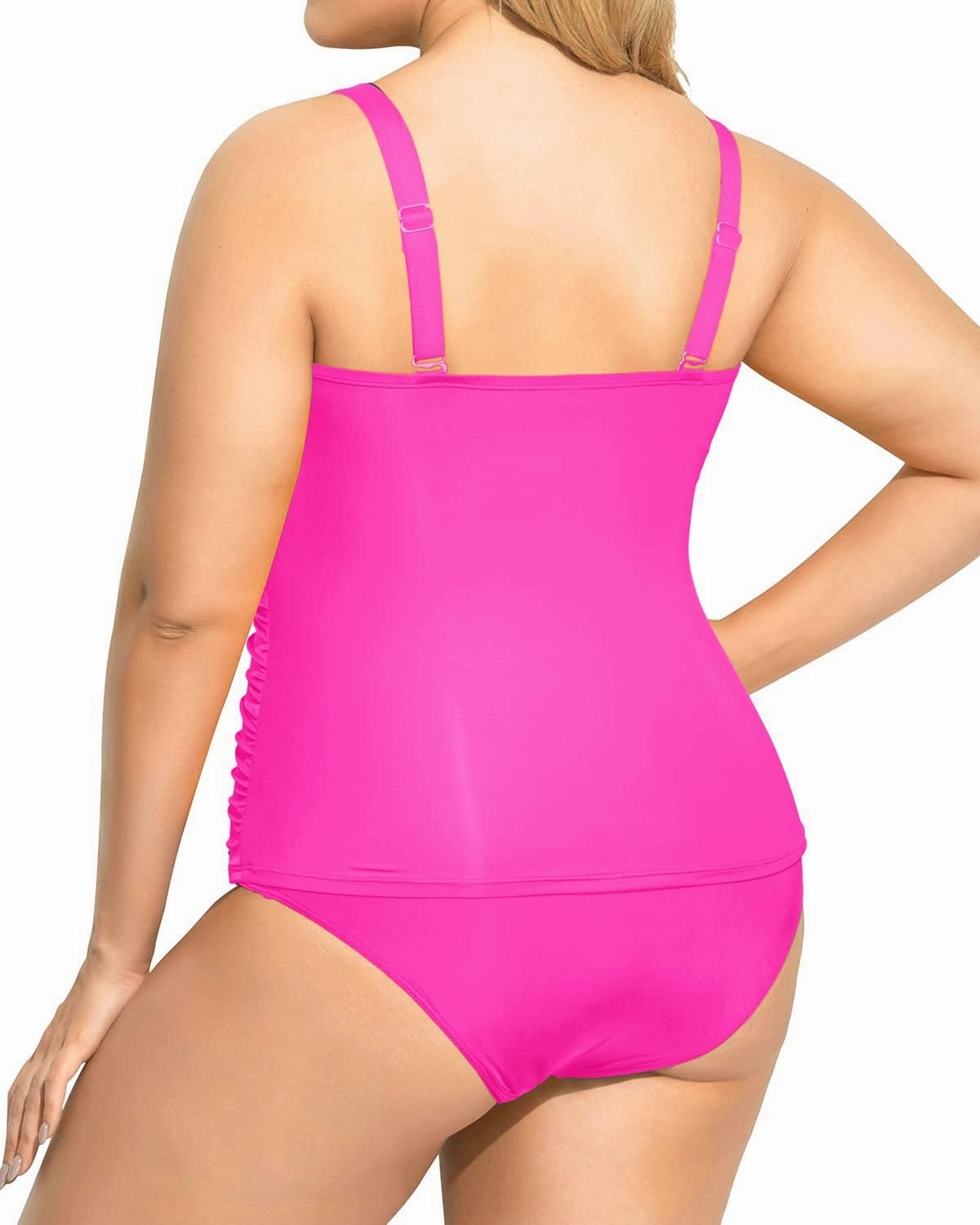 Aqua Eve Women Two Piece Plus Size Tankini Strapless Bathing Suits Bandeau Swimsuits with High Waisted Bottom