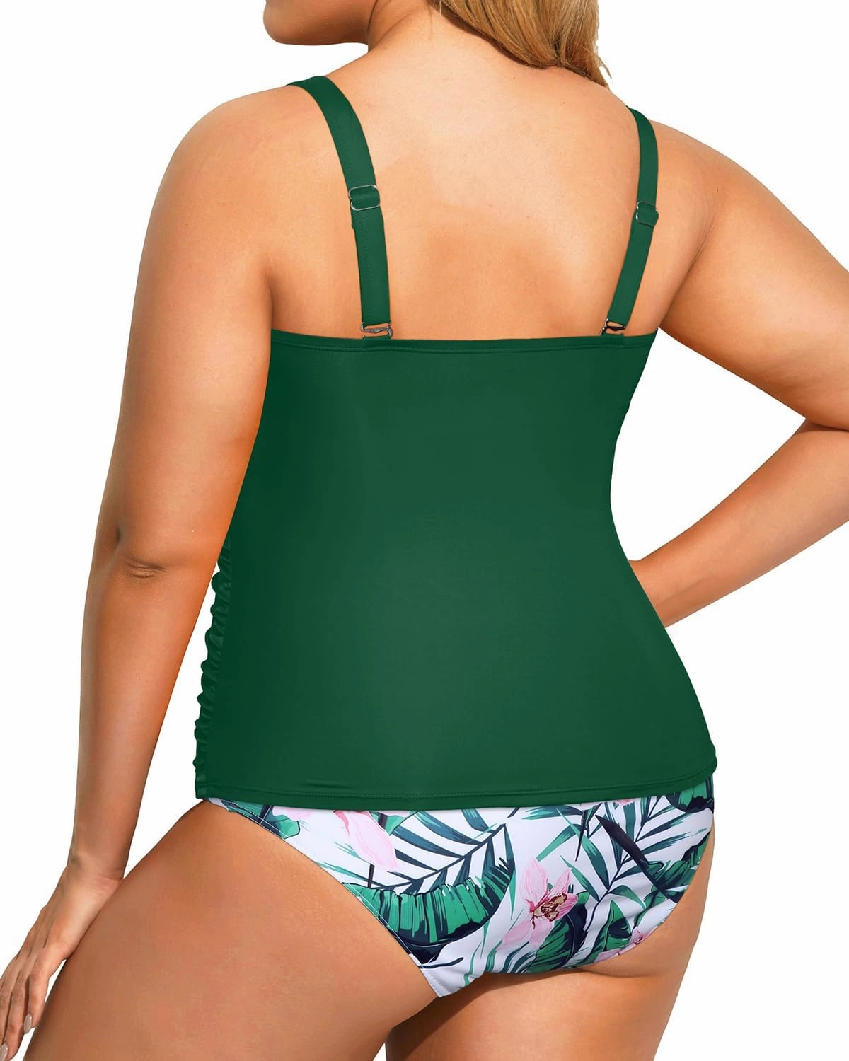 Aqua Eve Women Two Piece Plus Size Tankini Strapless Bathing Suits Bandeau Swimsuits with High Waisted Bottom