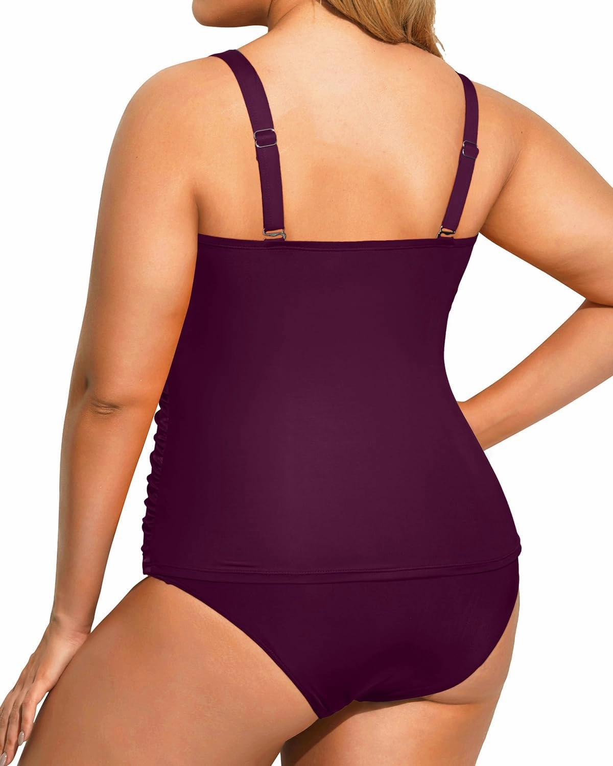 Aqua Eve Women Two Piece Plus Size Tankini Strapless Bathing Suits Bandeau Swimsuits with High Waisted Bottom