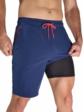 Arcweg Men's Swim Trunks 9" Swim Shorts with Compression Liner and Zipper Pockets Quick Dry Bathing Suit