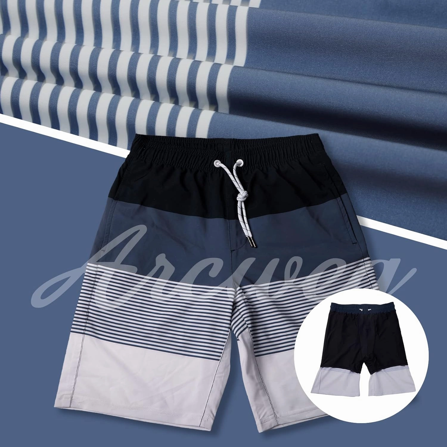 Arcweg Mens Swim Trunks with Compression Liner 2 in 1 9" Swimming Trunks Quick Dry Men's Swimwear for Surfing Summer Beach