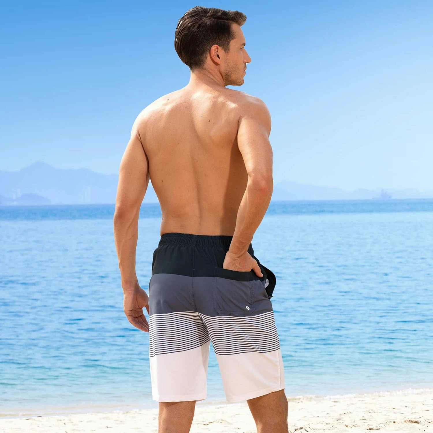 Arcweg Mens Swim Trunks with Compression Liner 2 in 1 9" Swimming Trunks Quick Dry Men's Swimwear for Surfing Summer Beach