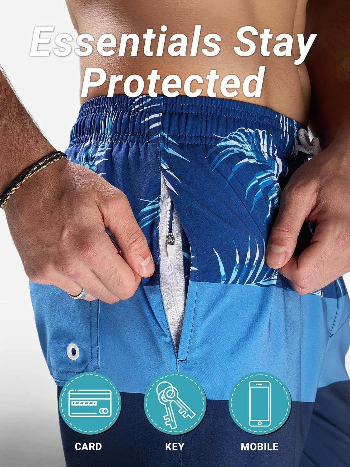 Arcweg Mens Swim Trunks with Compression Liner 2 in 1 9" Swimming Trunks Quick Dry Men's Swimwear for Surfing Summer Beach
