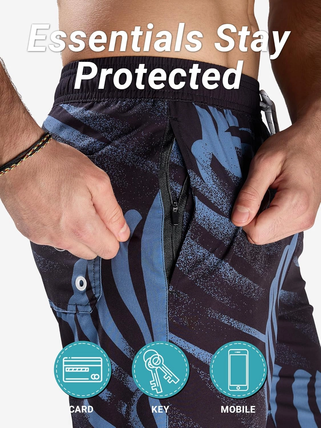 Arcweg Mens Swim Trunks with Compression Liner 2 in 1 9" Swimming Trunks Quick Dry Men's Swimwear for Surfing Summer Beach