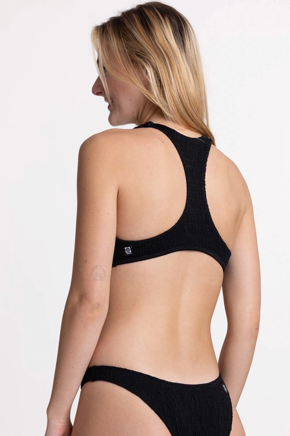 Aster Smocked Bikini Top - Black