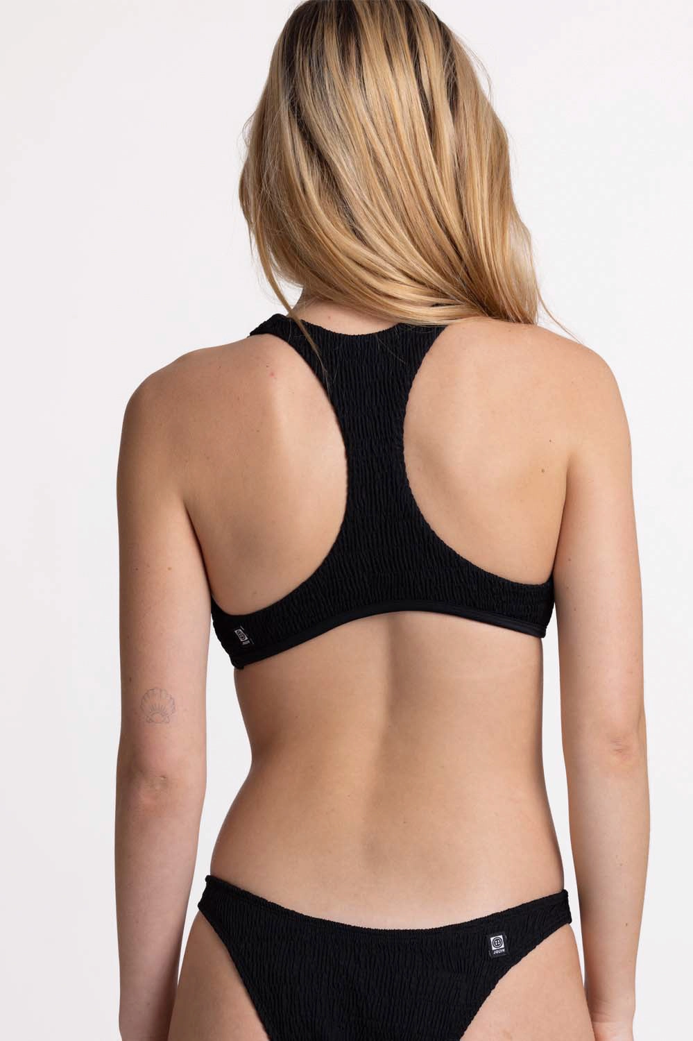 Aster Smocked Bikini Top - Black