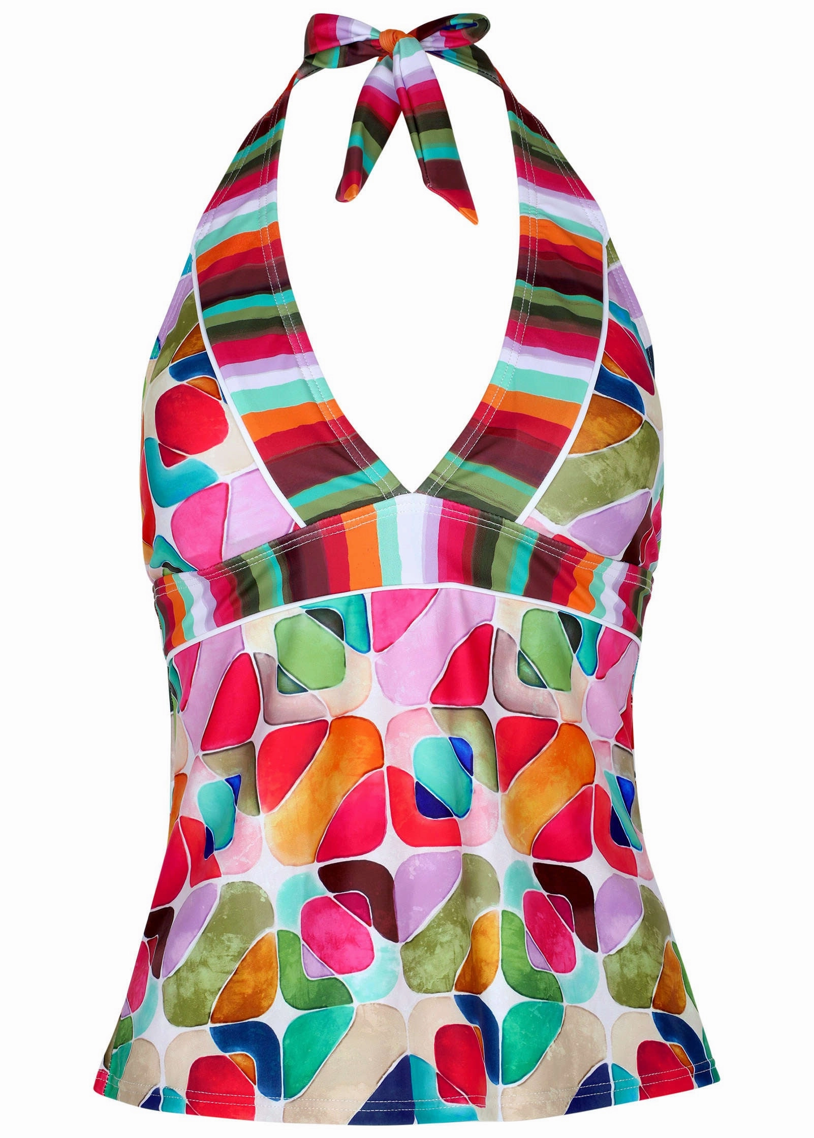 Athens Halter Tankini - Watercolor Geo Combo