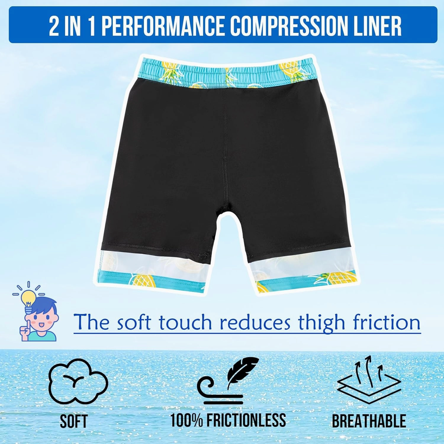 Aueyan Boys Swim Trunks with Compression Liner,Big Boy Bathing Suit Swimwear