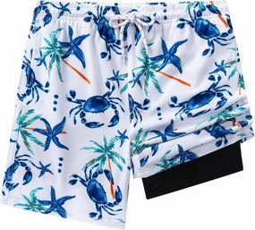 Aueyan Boys Swim Trunks with Compression Liner,Big Boy Bathing Suit Swimwear
