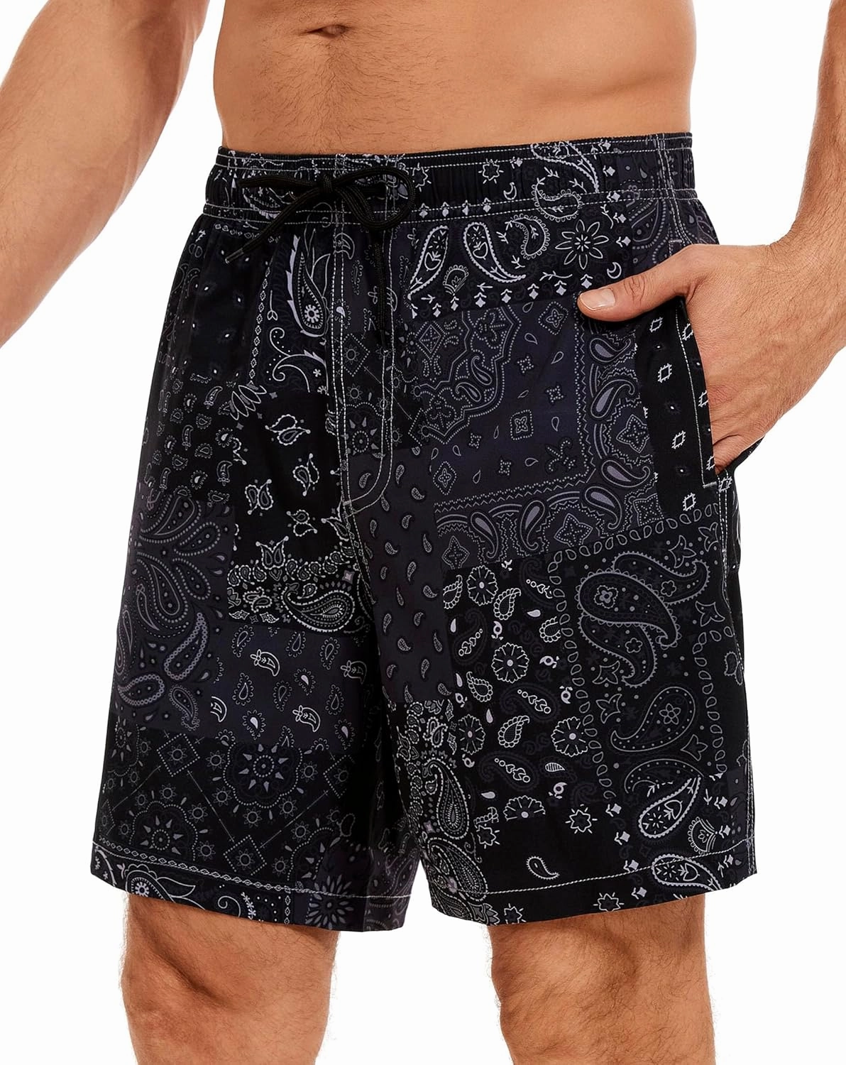 Aueyan Mens Swim Trunks with Compression Liner 7 inch Quick Dry Beach Board Shorts