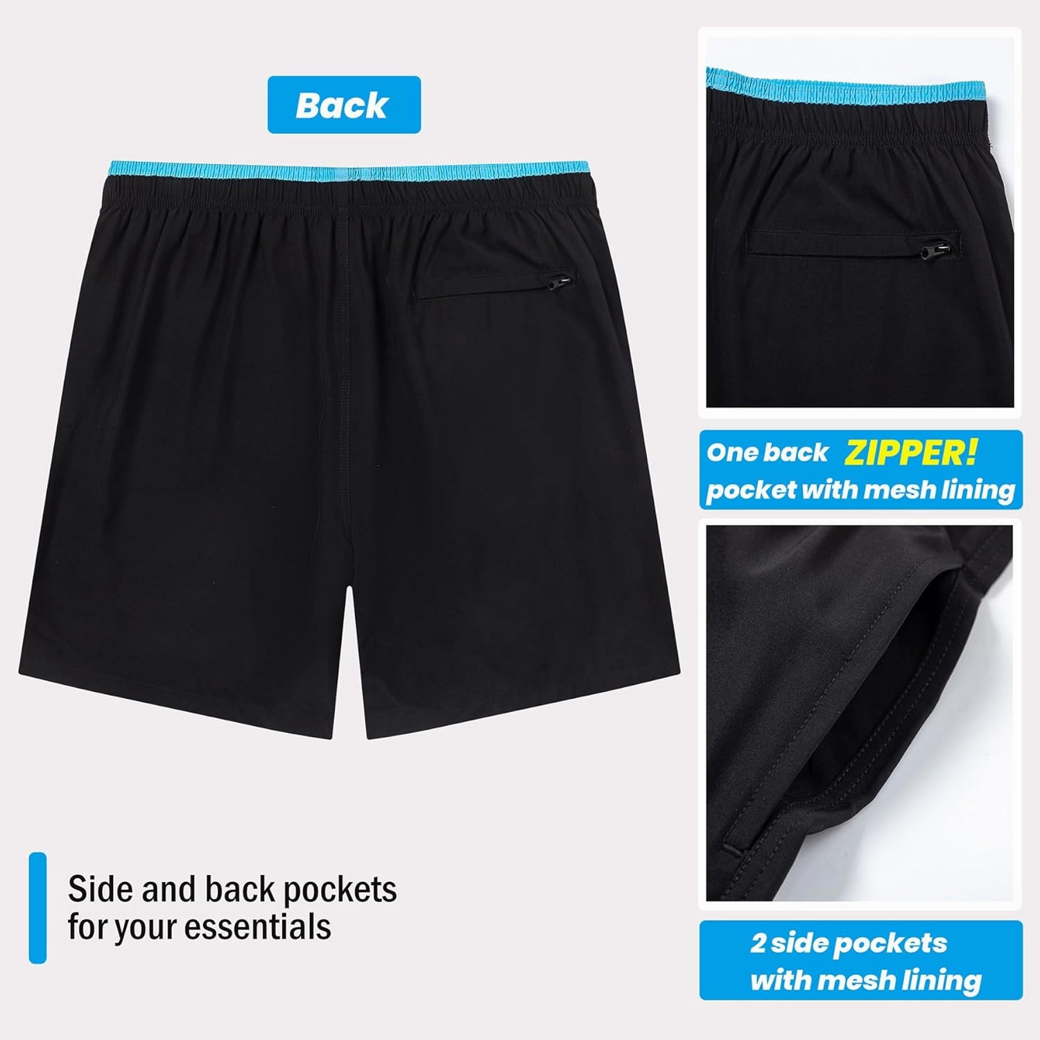 Aueyan Mens Swim Trunks with Compression Liner 7 inch Quick Dry Beach Board Shorts