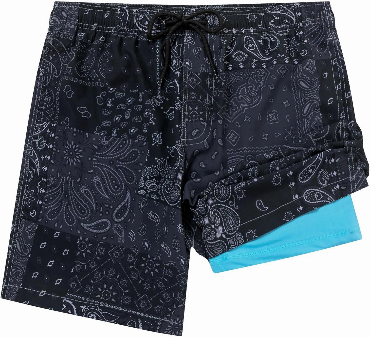 Aueyan Mens Swim Trunks with Compression Liner 7 inch Quick Dry Beach Board Shorts