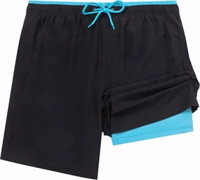 Aueyan Mens Swim Trunks with Compression Liner 7 inch Quick Dry Beach Board Shorts