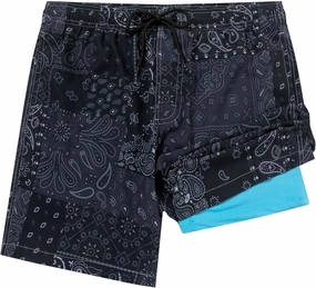 Aueyan Mens Swim Trunks with Compression Liner 7 inch Quick Dry Beach Board Shorts