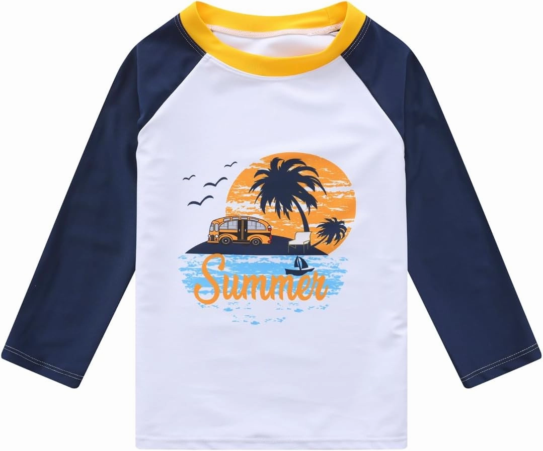 Baby-Boys Toddler Long Sleeved Rashguard Swim Bathing Suit and Sun Hat Set