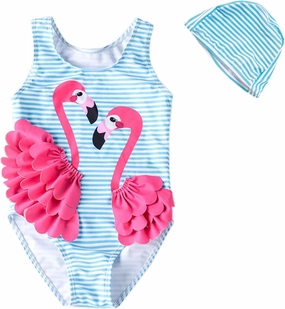 Baby Girl One Piece Swimsuit Swimwear Toddler Kid Flamingo Bikini Bathing Suit Sunsuit Rash Guard 1-5t