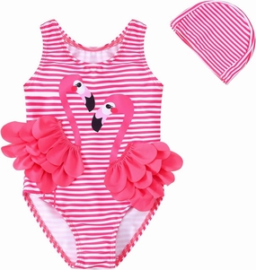 Baby Girl One Piece Swimsuit Swimwear Toddler Kid Flamingo Bikini Bathing Suit Sunsuit Rash Guard 1-5t