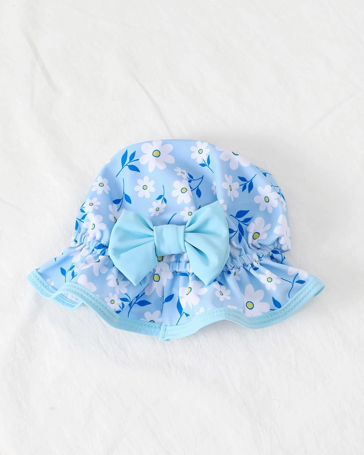 Baby Girl Swimsuit Long Sleeve One-Piece Swimwear with Hat Rash Guard Ruffle Floral Zipper Beach Infant Bathing Suit