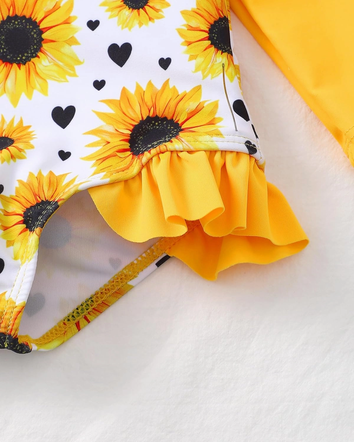 Baby Girl Swimsuit Long Sleeve One-Piece Swimwear with Hat Rash Guard Ruffle Floral Zipper Beach Infant Bathing Suit